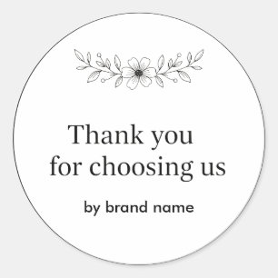 Floral Logo Thank You Business Sticker