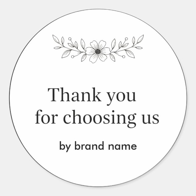 Floral Logo Thank You Business Sticker (Devant)