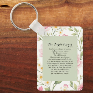 Floral Lord’s Prayer Christian Inspiration Keychain