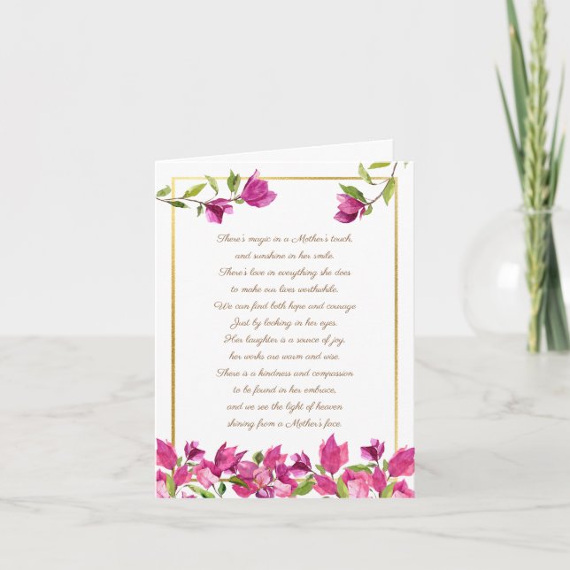 Floral Loss of Mother or Mom Poem Sympathy Card (Front)
