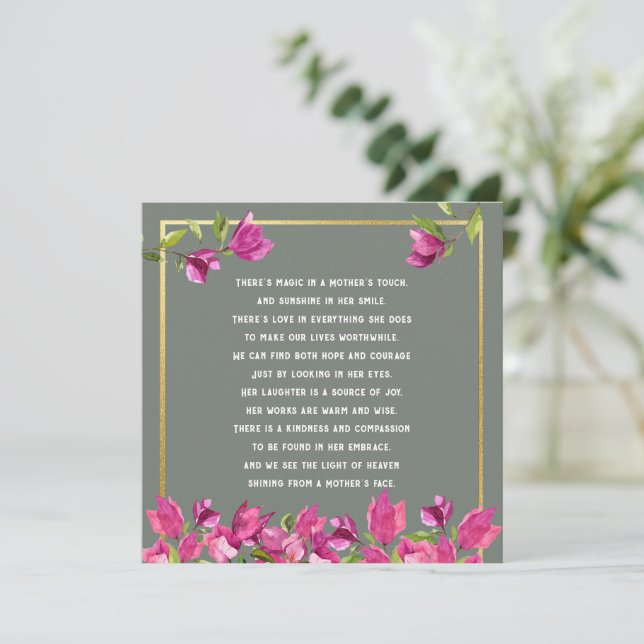 Floral Loss of Mother or Mom Poem Sympathy Card (Standing Front)
