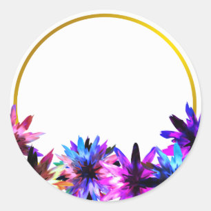 Floral Lotus Flower Gold Boarder Bridal Shower Classic Round Sticker