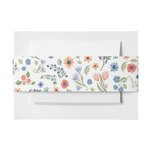 Floral love Belly Band Invitation Belly Band (Front Example)