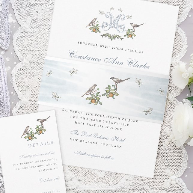 Floral Love Birds Belly Band Invitation Belly Band (Creator Uploaded)