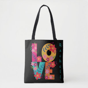 Floral LOVE Blossom Personalized Tote Bag