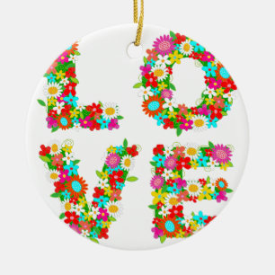 floral love ceramic ornament