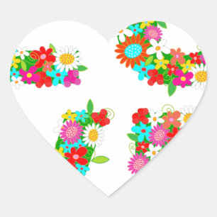 floral love heart sticker