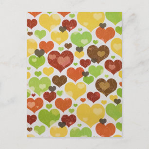 Floral Love Hearts Pattern Pink Postcard
