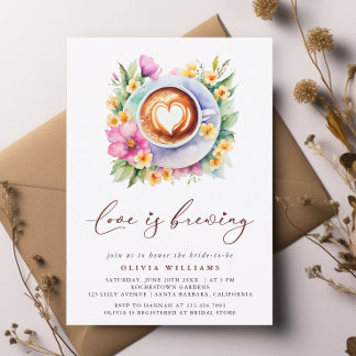 Floral Love Is Brewing Bridal Shower Invitation