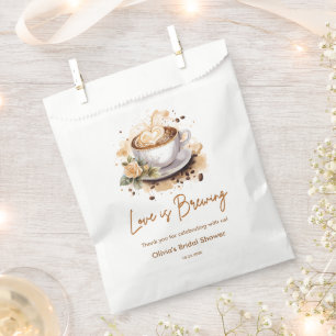 Floral Love is Brewing Brown Coffee Bridal Shower  Favour Bag