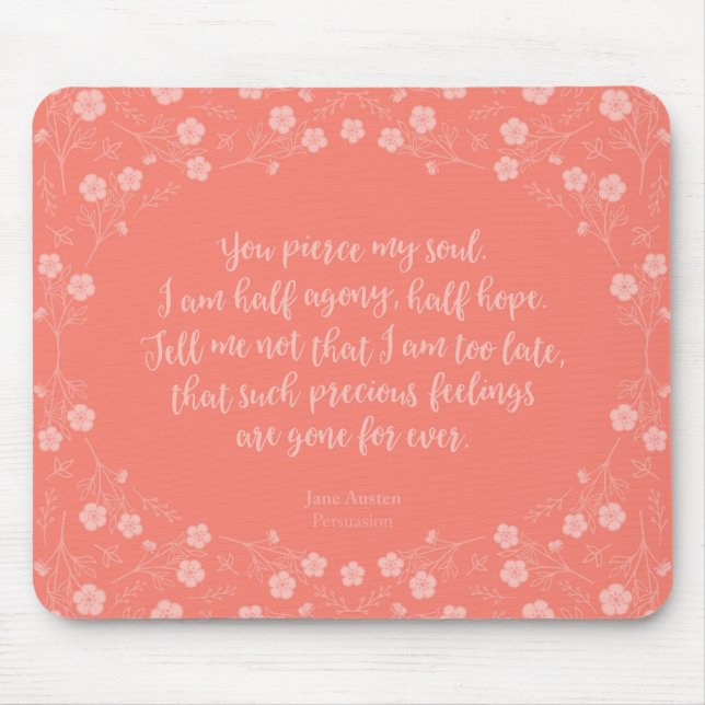 Floral Love Letter Quote Persuasion Jane Austen Mouse Pad (Front)