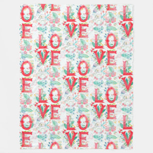 Floral Love Lettering - Seamless Pattern 1 Fleece Blanket