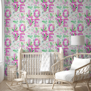 Floral Love Lettering - Seamless Pattern 2 Wallpaper