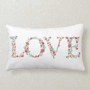 Floral LOVE Letters Valentine's Lumbar Pillow
