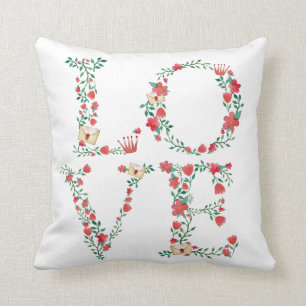 Floral LOVE Letters Valentine's Throw Pillow