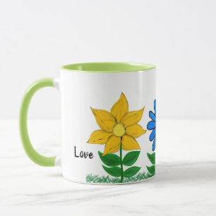Floral Love Personalized White Mugs