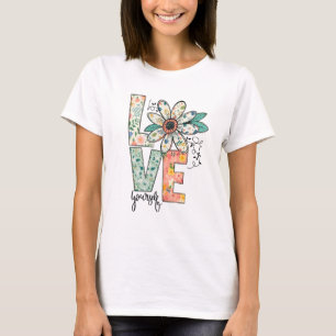 Floral LOVE Retro Daisy Illustration T-Shirt