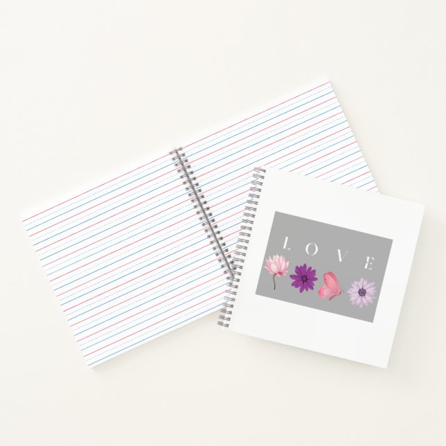 Floral Love Romantic Botanical Gift for Her Notebook (Inside)