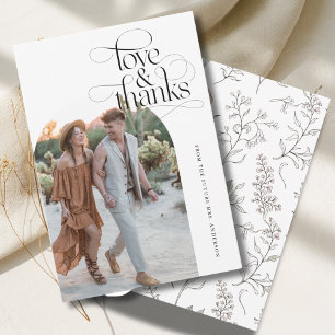 Floral Love & Thanks Arch Photo Bridal Shower Thank You Card