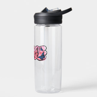 Floral Love Typography  Water Bottle