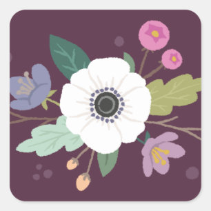 Floral Love Valentine's Day Sticker - Plum