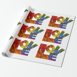 Floral Love White Wrapping Paper