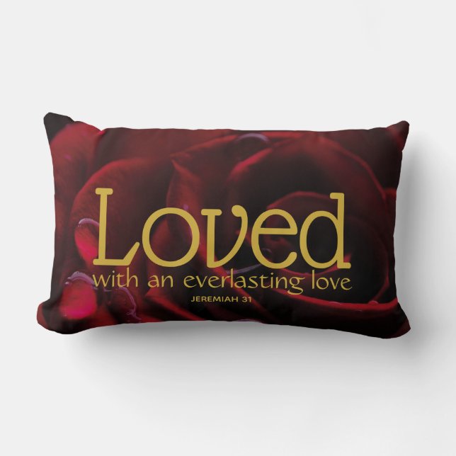 Floral LOVED Christian Lumbar Pillow (Front)