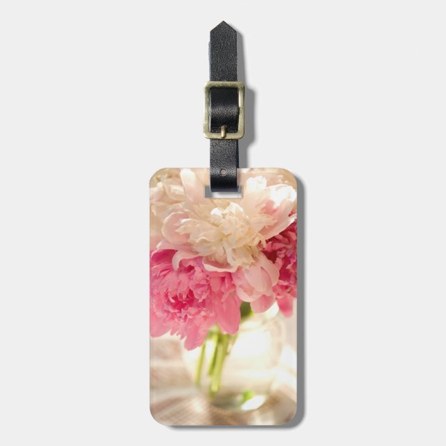 Floral Luggage Tag w/ leather strap (Front Vertical)