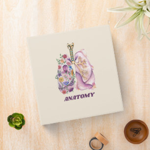 Floral Lung Anatomy Watercolor Medical Design Binder