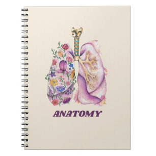 Floral Lung Anatomy Watercolor Medical Design Notebook