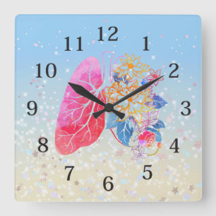 Floral lung clock for hospital respiratory unit 