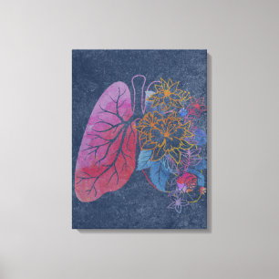 Floral lungs anatomy canvas art