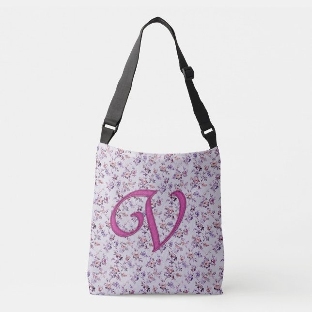 Floral Luxury Monogram V Crossbody Bag (Front)