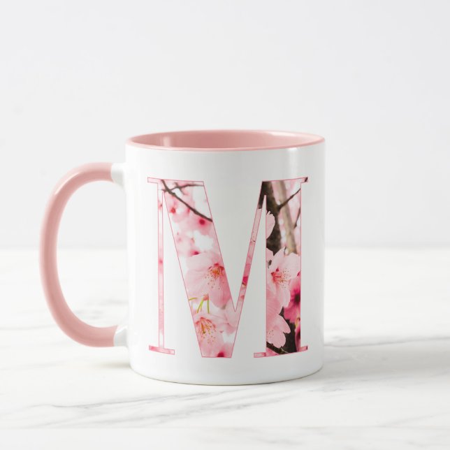 Floral M Initial Mug | Personalized Name & Traits (Left)
