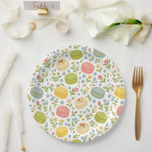 Floral Macaron Paper Plate