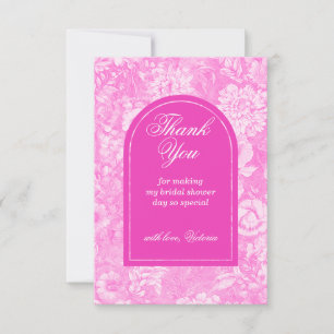 Floral Magenta Pink Bridal Shower Thank You Card