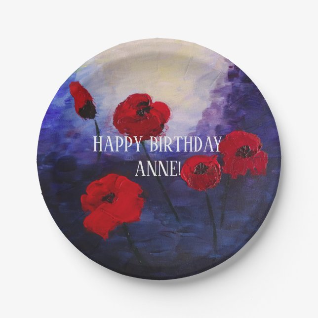 Floral Magic  Custom Birthday  Paper Plates (Front)