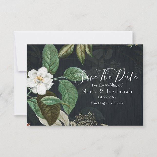 Floral Magnolia Modern Script Save The Date (Front)