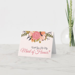 Floral Maid of Honour Request Card