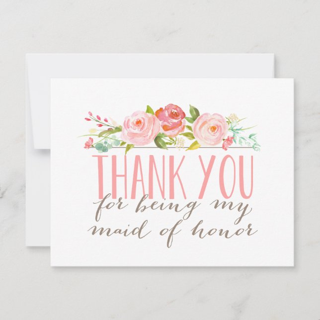 Floral Maid Of Honour Thank You (Front)