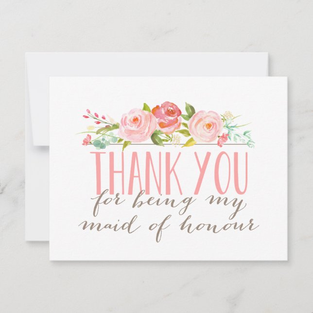 Floral Maid Of Honour Thank You (Front)