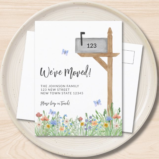 Floral Mailbox We've Moved Moving Announcement Postcard (Creator Uploaded)