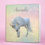Floral Majestic White Unicorn Lover Personalized Binder<br><div class="desc">This design may be personalized in the area provided by changing the photo and/or text. Or it can be customized by clicking Personalize this Template and then choosing the click to customize further option and delete or change the colour of the background, add text, change the text colour or style,...</div>