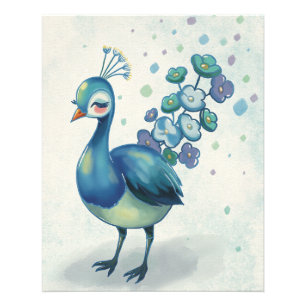 Floral Majesty: The Bloom-Tailed Peacock Photo Print