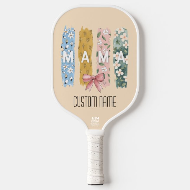 Floral “MAMA” Custom Name Pickleball Paddle (Front)