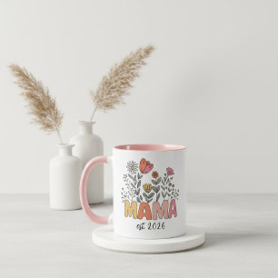 Floral Mama Est Year Wildflower Design Mug