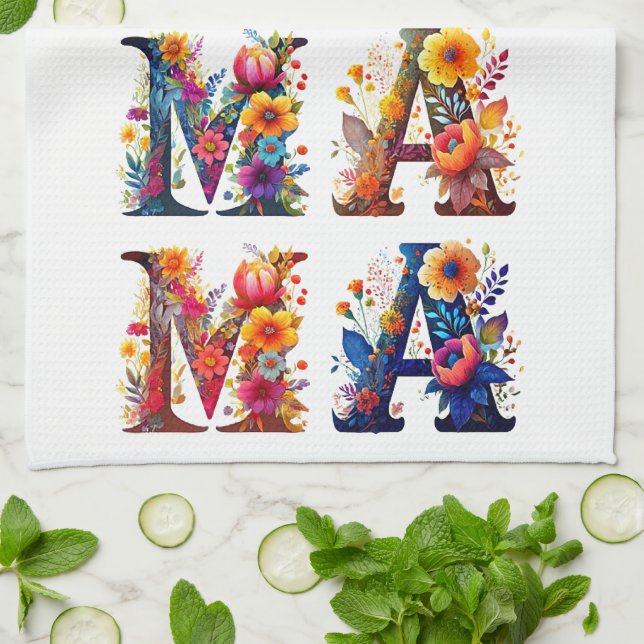 Floral MAMA Kitchen Towel (Folded)