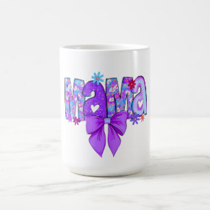 Floral MAMA Lettering with Hearts and Bow  Coffee Mug