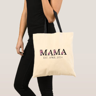 Floral Mama New Mom Text Tote Bag
