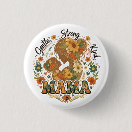 Floral Mama Retro Aesthetic - Vintage M 1 Inch Round Button